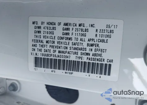 2018 Acura Tlx Tech Pkg из США, поврежденный, VIN 19UUB3F59JA000947